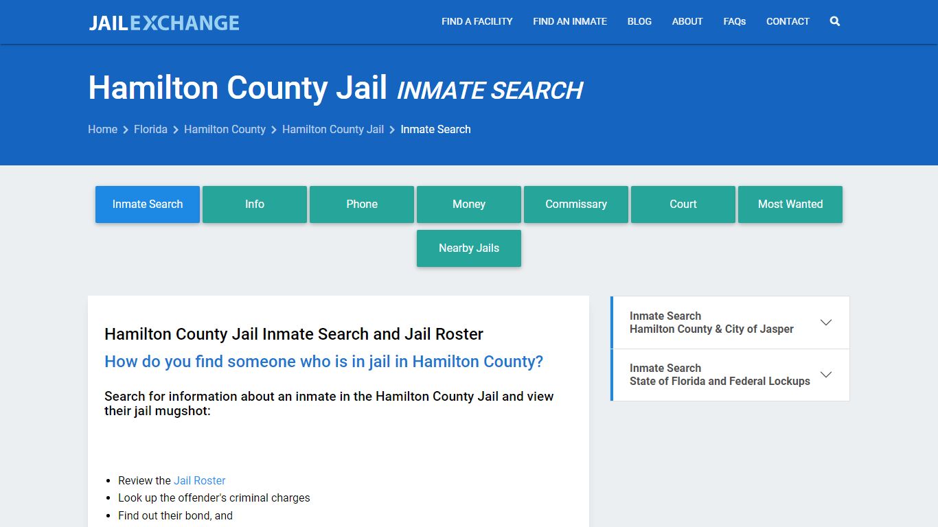 Inmate Search: Roster & Mugshots - Hamilton County Jail, FL